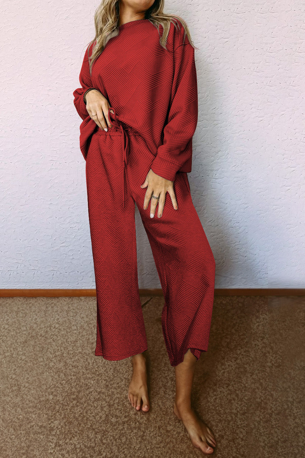 Ultra Loose Textured 2pcs Slouchy Outfit