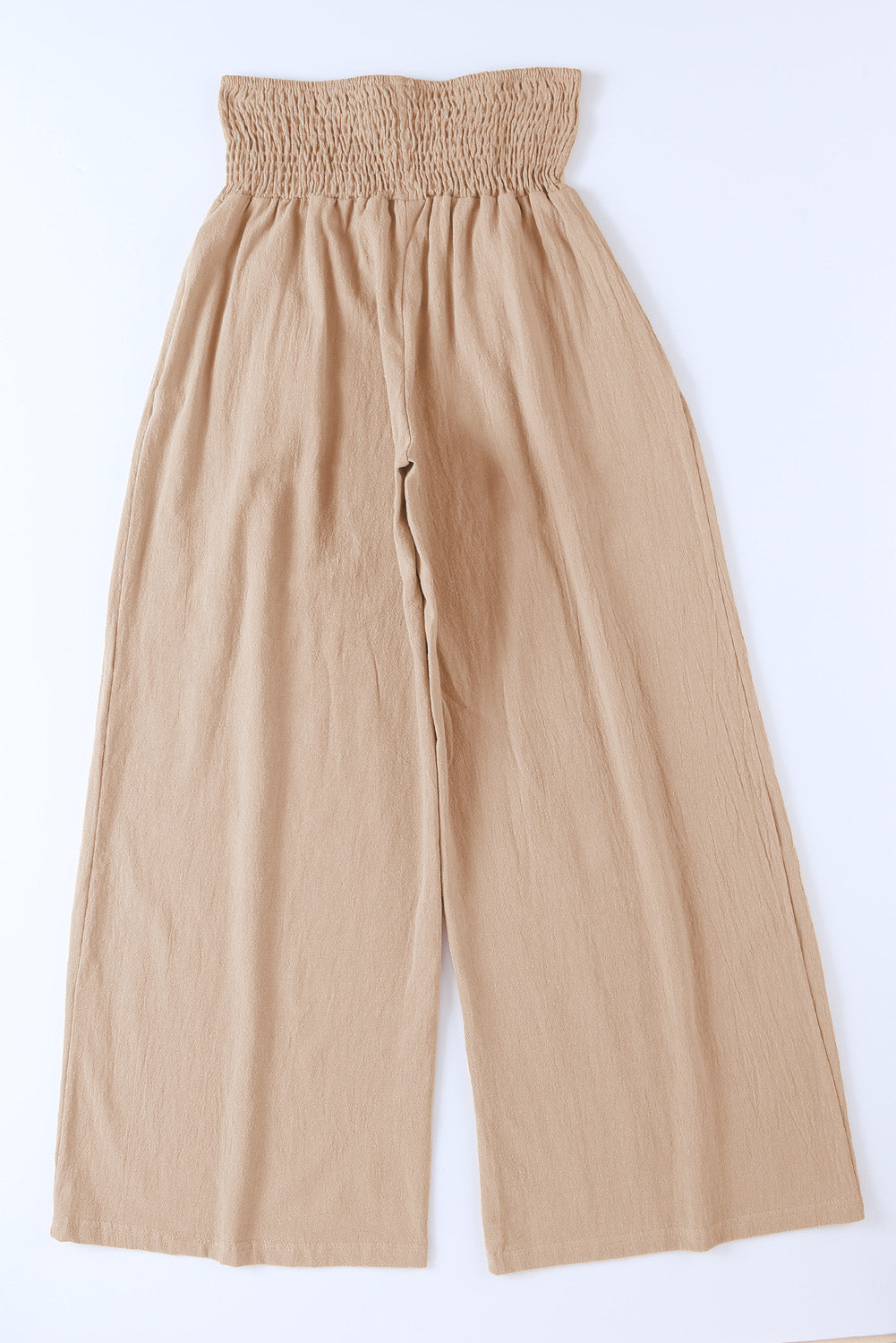 Smocked Wide Waistband High Waist Wide Leg Pants