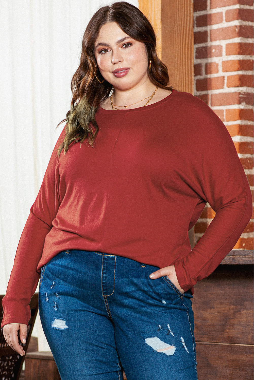 Red Dahlia Long Sleeve Top