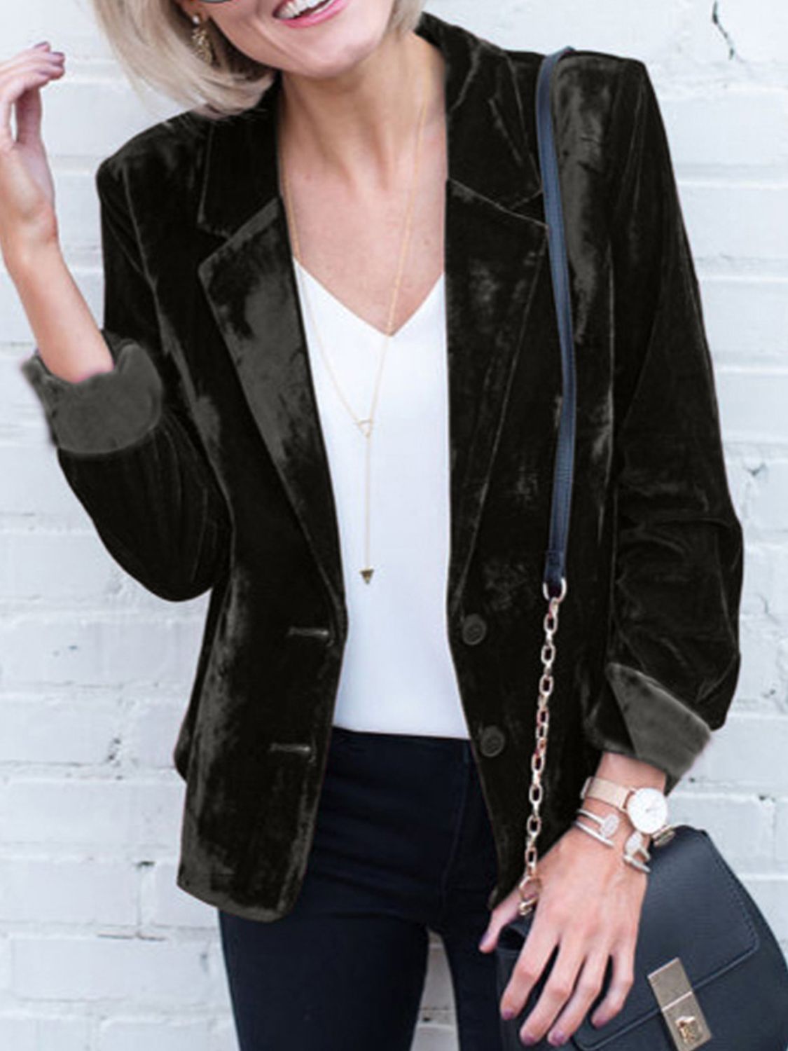 Boss Lady Button Up Lapel Collar Blazer