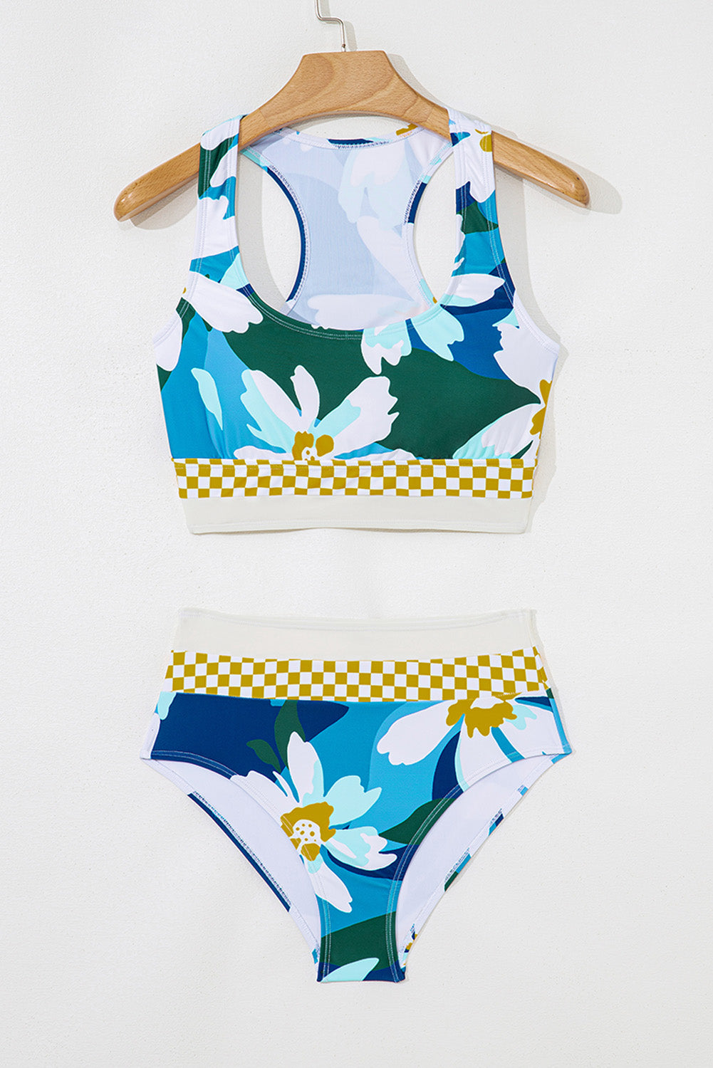 Floral Print Racerback Cutout High Waist 2pcs Bikini