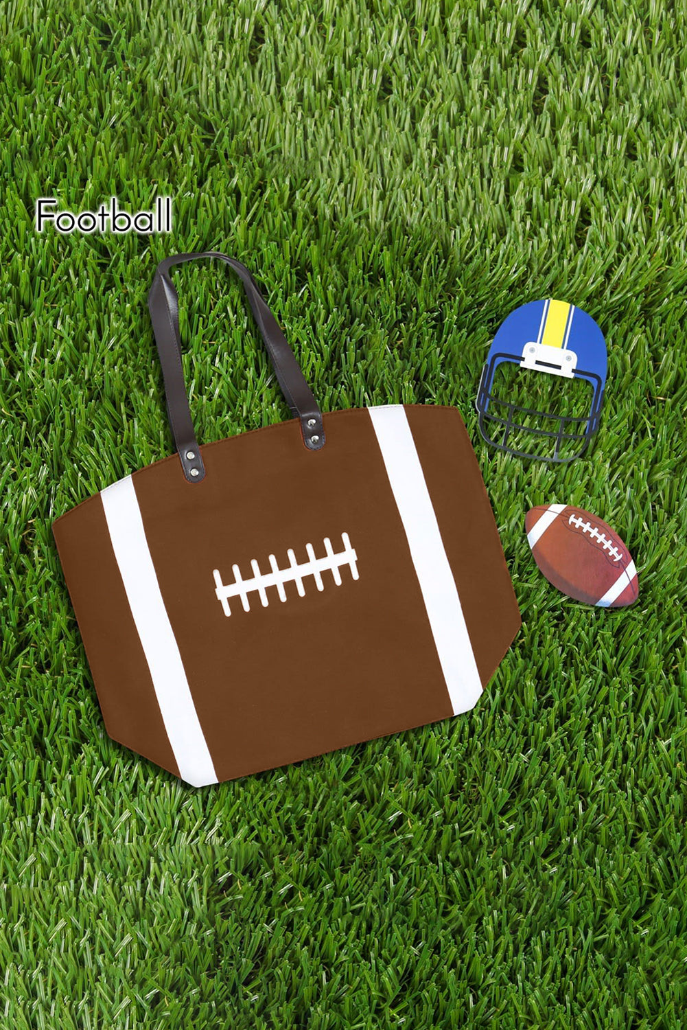 Football Pattern Canvas Large Tote Bag