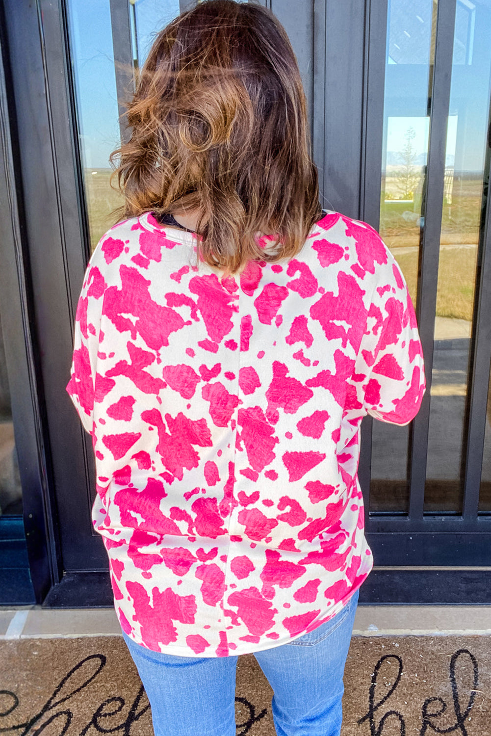 Rose Animal Print Long Sleeve Top