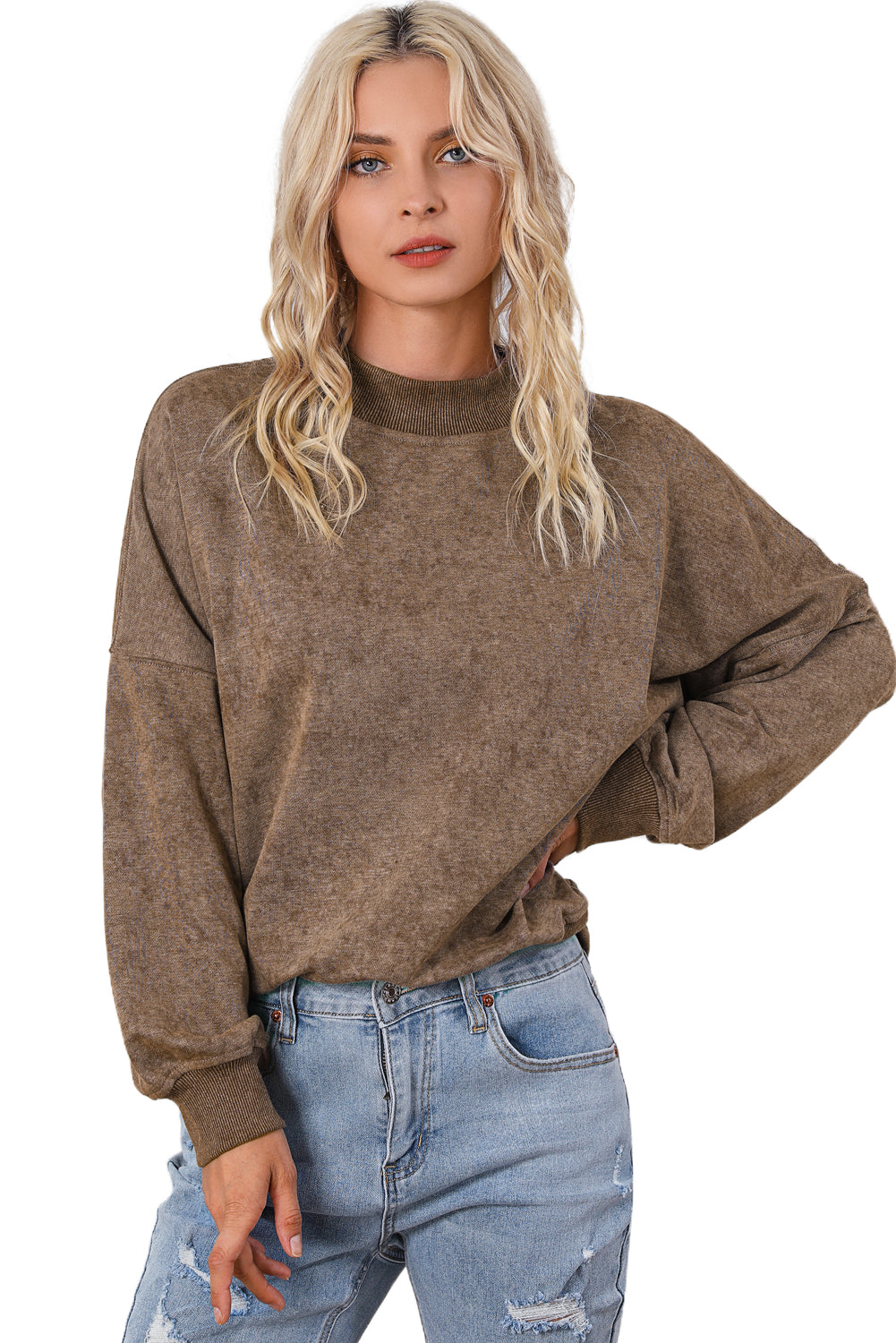 Drop Shoulder Crew Neck Pullover Sweatshirt