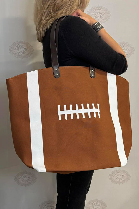 Football Pattern Canvas Large Tote Bag