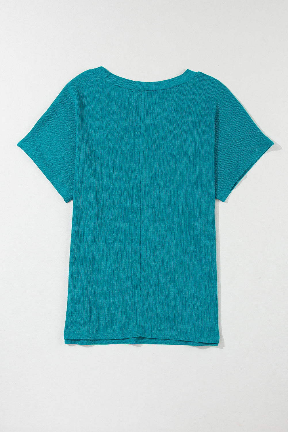 Bright Pink Crinkled V Neck Wide Sleeve T-shirt