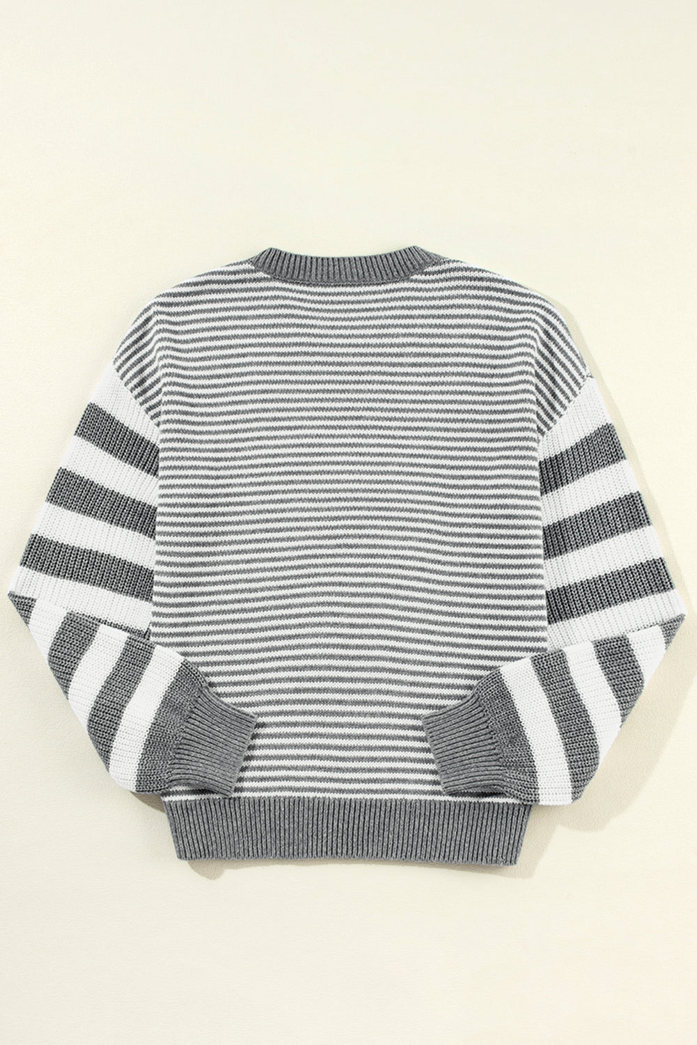 Striped Textured Drop Shoulder Sweater