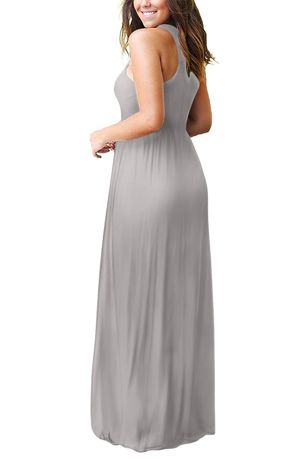 Grecian Neck Dress with Pockets