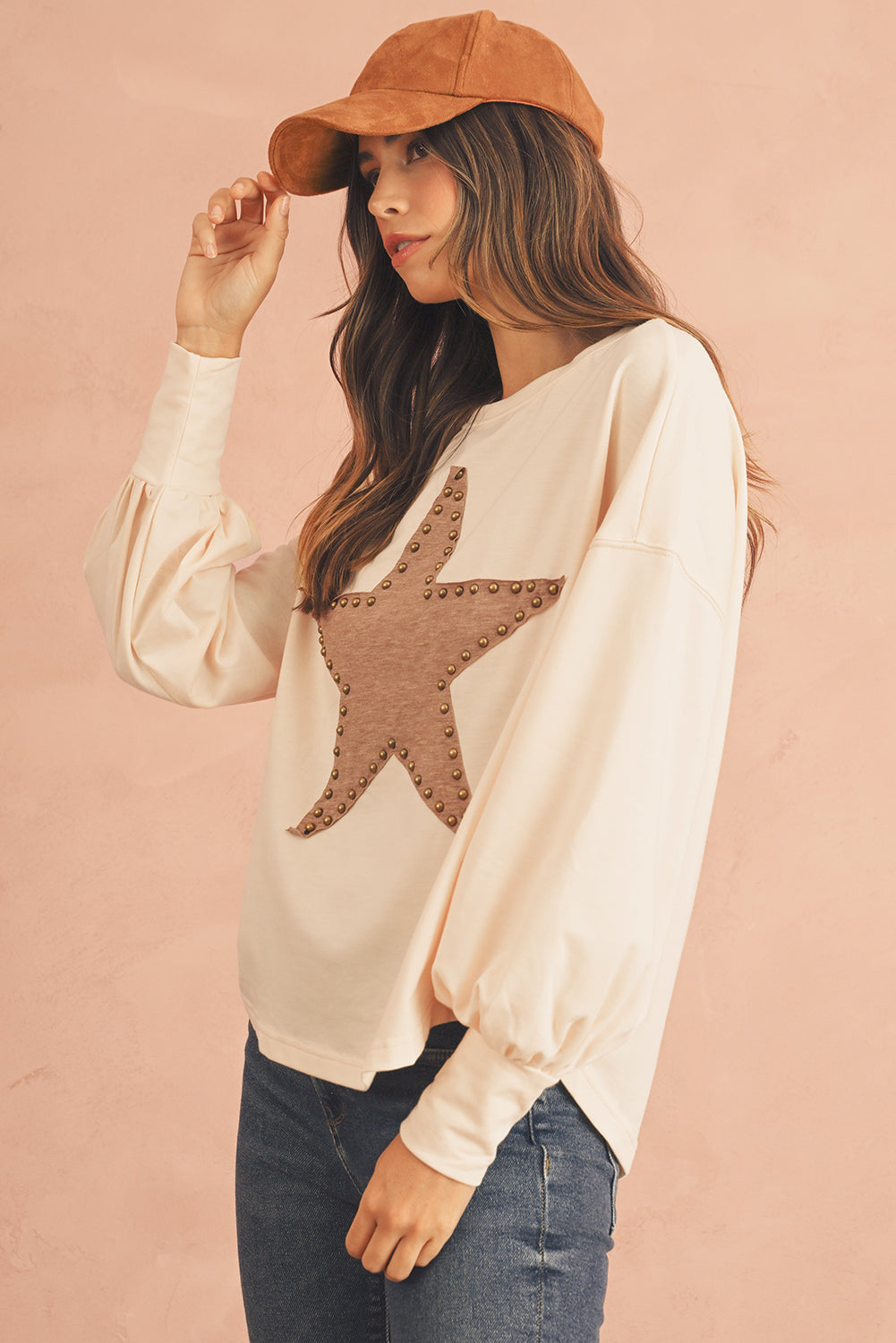 Studded Star Graphic Oversized Top