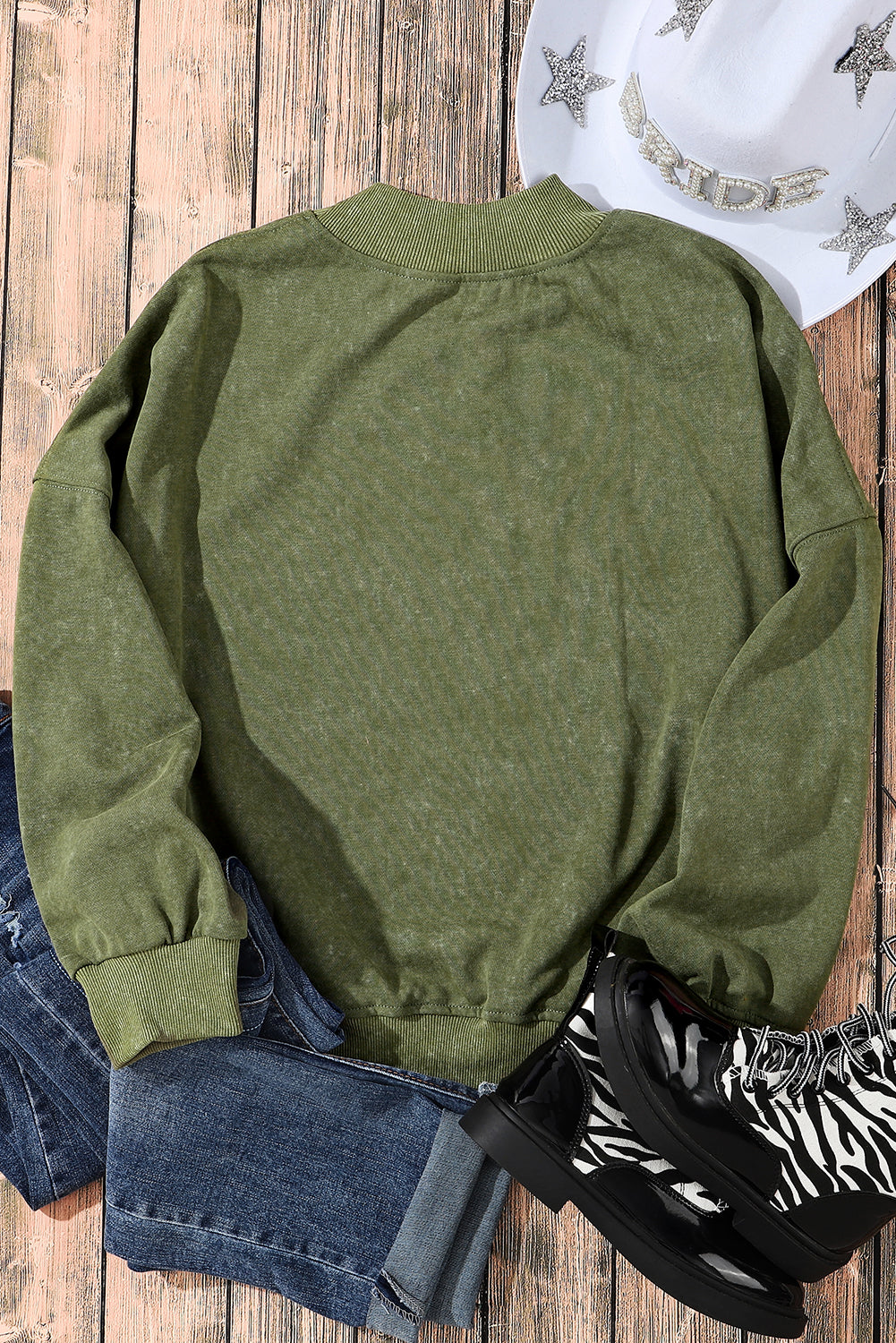 Drop Shoulder Crew Neck Pullover Sweatshirt