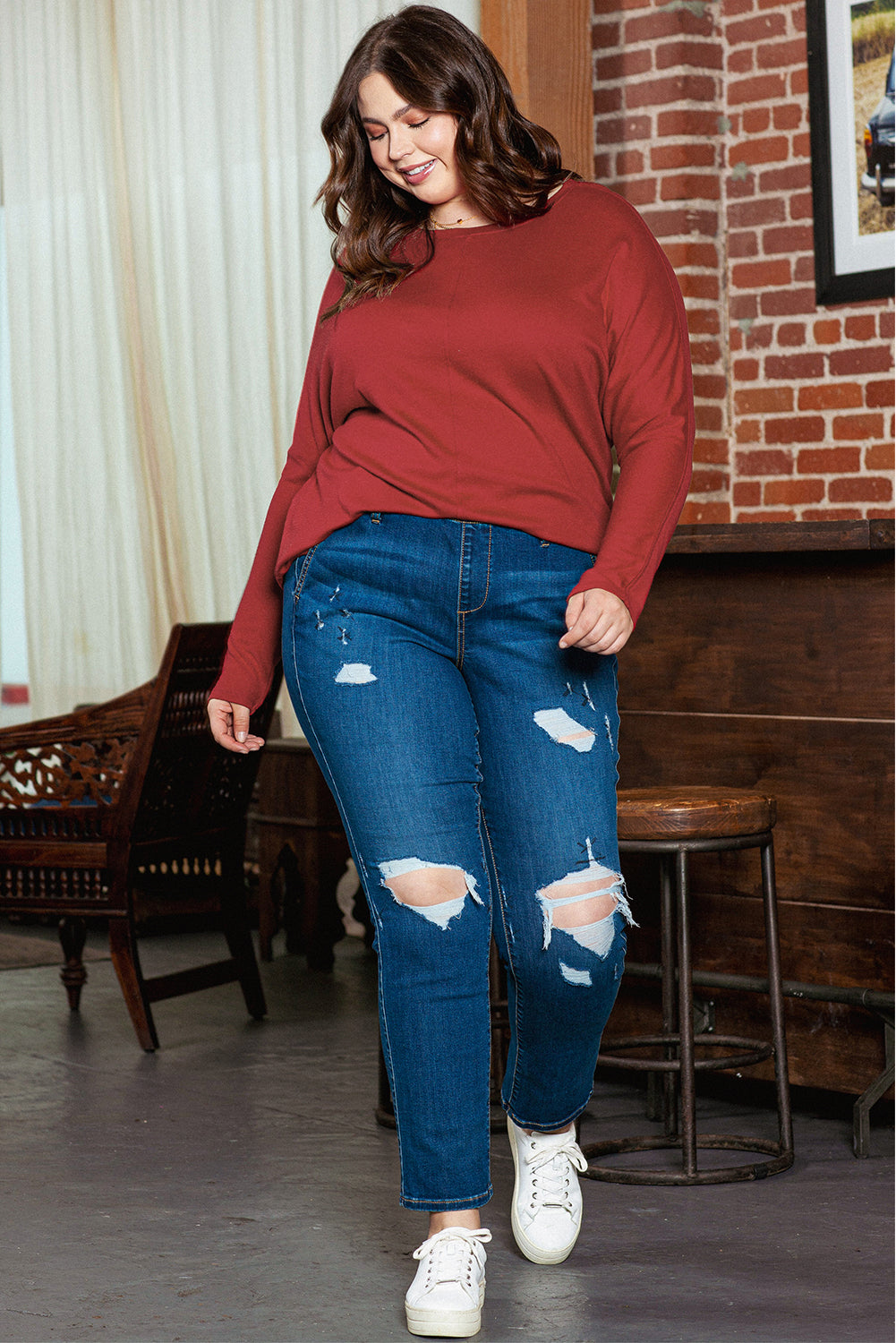 Red Dahlia Long Sleeve Top