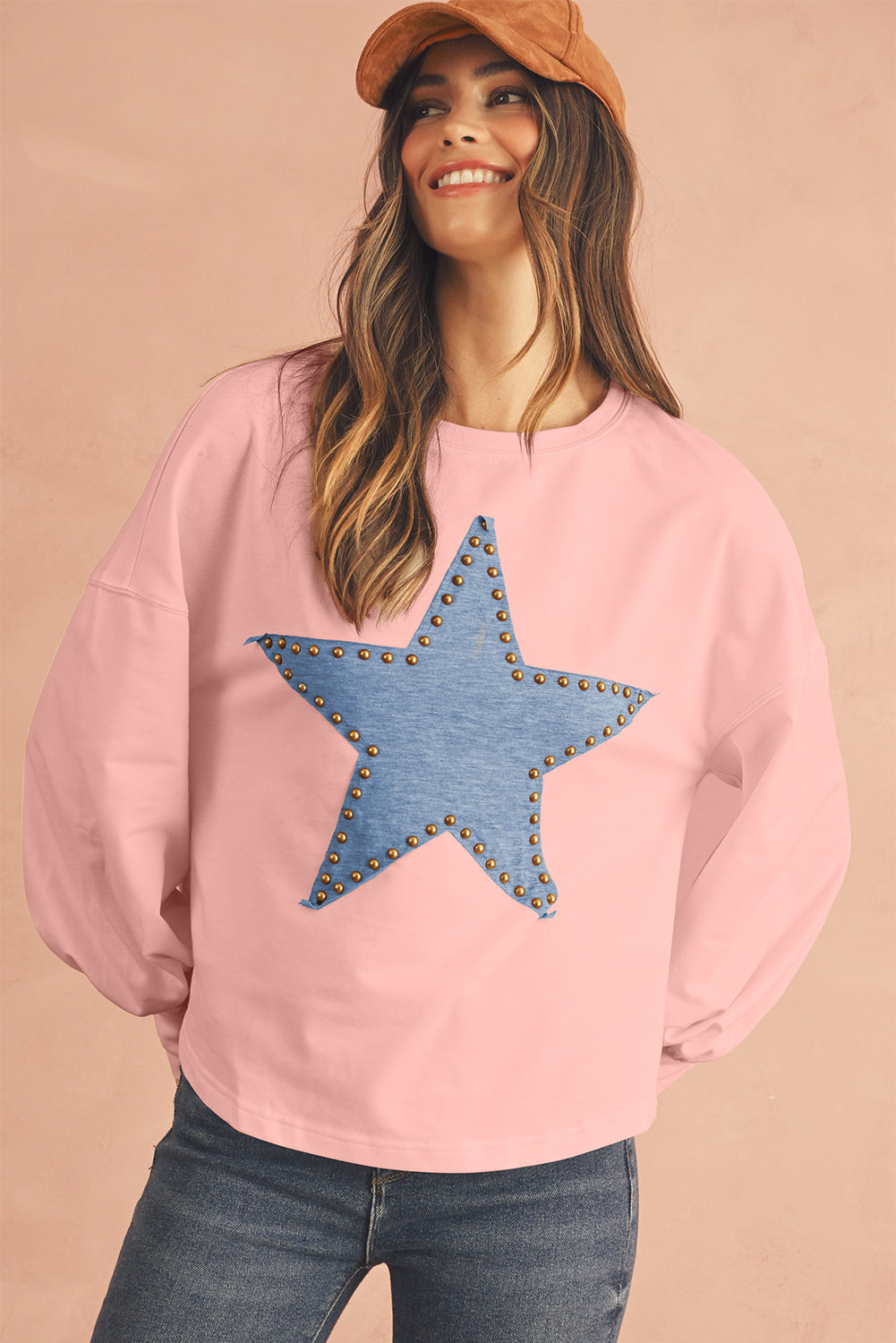 Studded Star Graphic Oversized Top