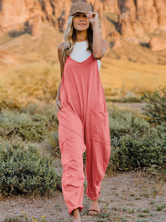 Double Take Sleeveless V-Neck Pocketed Jumpsuit