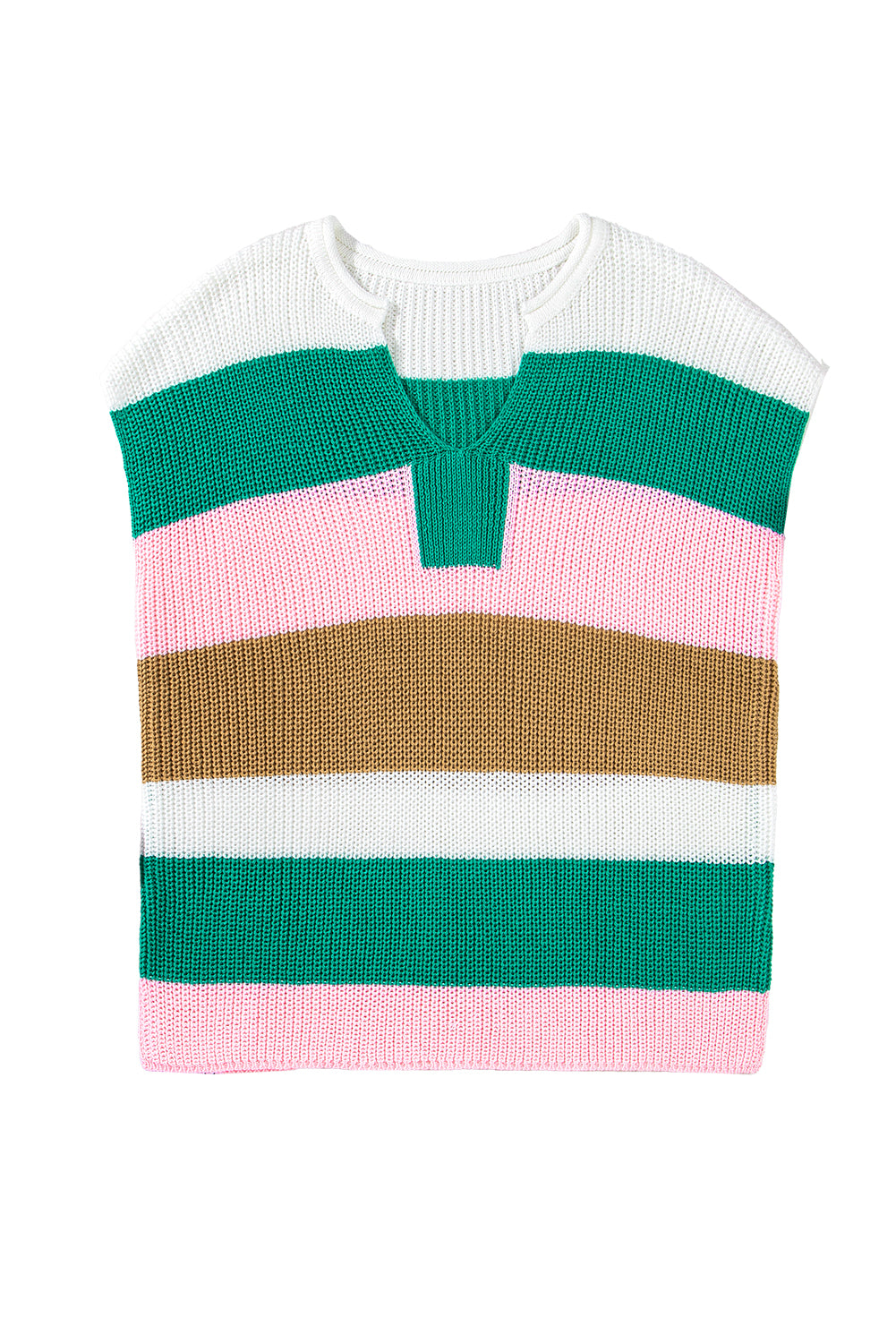 Pink Color Block Notch V Neck T Shirt