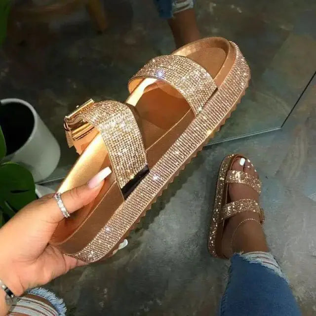 Shiny Golden Summer Sandals