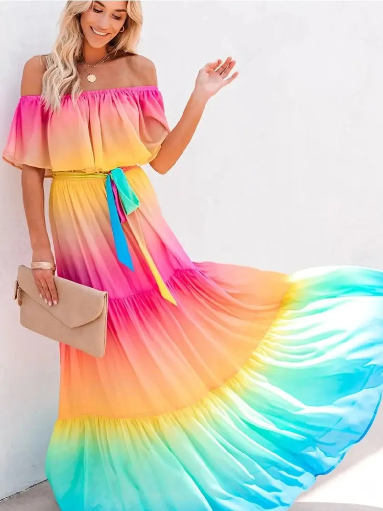 Bohemian Ruffled Off Shoulder