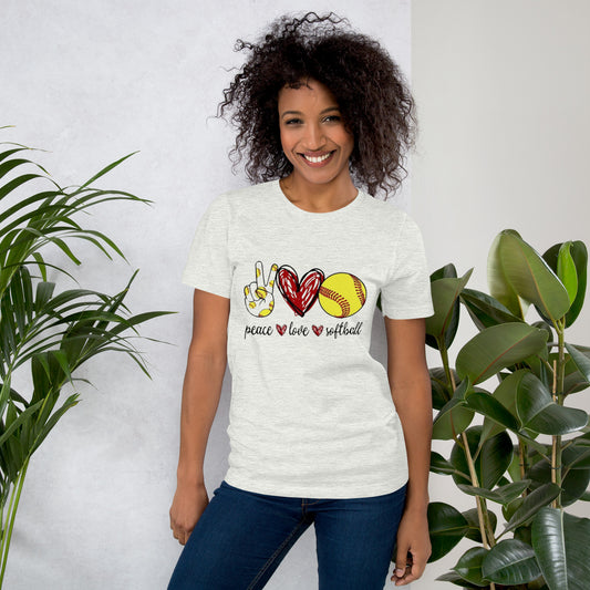 Peace Love Softball Unisex t-shirt